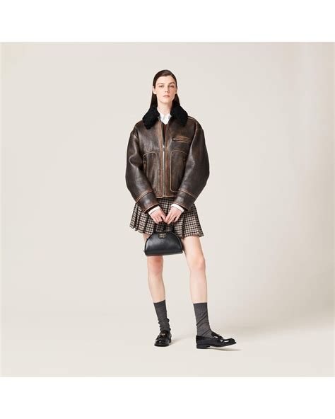 miu miu jacket leather|Black Nappa Leather Jacket .